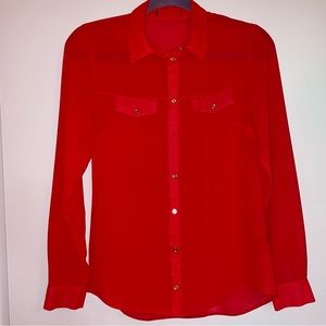 George Red Sheer Blouse